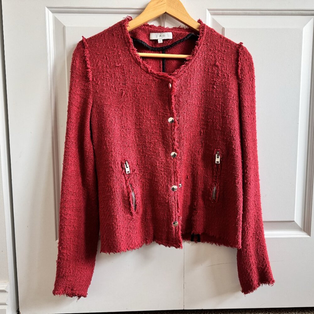 Iro Agnette Boucle Jacket in Red